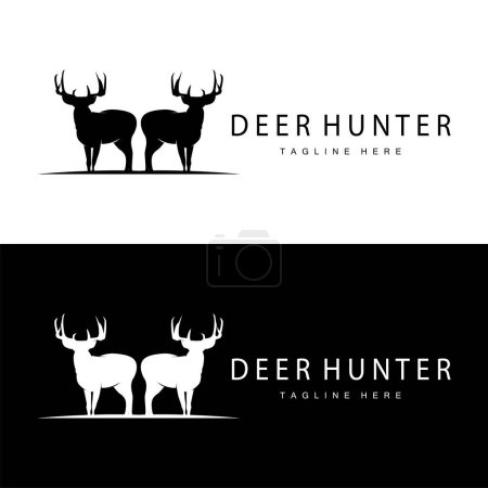 simple noir silhouette cerf logo vintage design cerf forêt animal chasseur