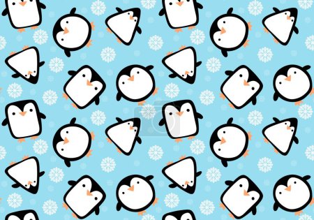 Téléchargez les photos : Dessin animé hiver Noël sans couture modèle de pingouin pour papier d'emballage et vêtements pour enfants imprimer et tissus et linge et accessoires et emballage. Illustration de haute qualité - en image libre de droit
