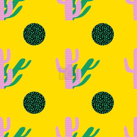 Modèle de cactus de bande dessinée sans couture floral d'été pour le papier d'emballage et les tissus et les draps et accessoires de vacances et vêtements pour enfants impriment et maillots de bain textiles. Illustration de haute qualité
