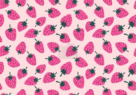 Téléchargez les photos : Cartoon motif de fraise sans couture de fruits d'été pour papier d'emballage et vêtements pour enfants impression et tissus et linge et emballage et linge de maison. Illustration de haute qualité - en image libre de droit