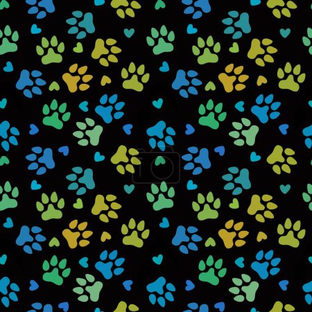 Photo for Cartoon animals seamless footprints dog cat pattern for wrapping paper and fabrics and linens and kids clothes print and kindergarten packaging. High quality illustration - Royalty Free Image