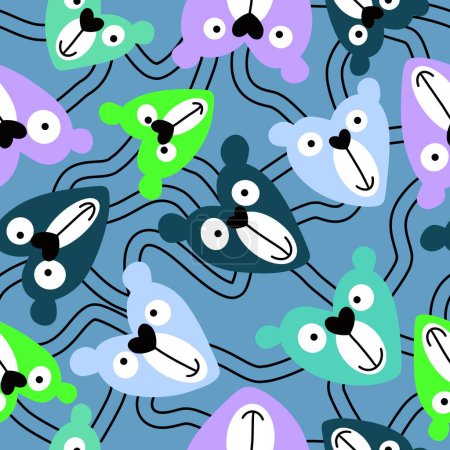 Cartoon toys animals seamless fluffy bears pattern for wrapping paper and fabrics and kids clothes print and accessories and kindergarten and linens. High quality illustration
