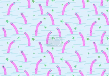 Photo for Cartoon sea ocean animals seamless spotted eel pattern for wrapping paper and fabrics and linens and kids clothes print and festive packaging. High quality illustration - Royalty Free Image
