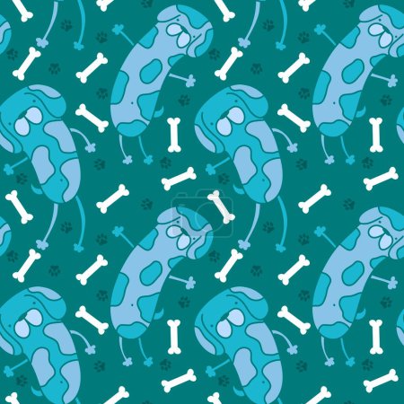 Foto de Cartoon animals seamless dogs pattern for wrapping paper and kids clothes print and fabrics and linens and festive packaging. Kindergarten textiles. - Imagen libre de derechos