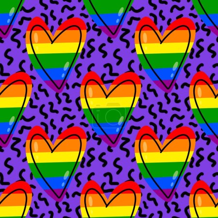 Photo for Cartoon rainbow pride seamless hearts pattern for wrapping paper and fabrics and linens and fashion print and festive textiles and valentines gift box. High quality illustration - Royalty Free Image