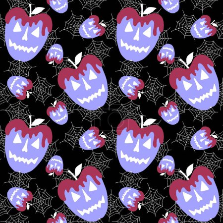 Photo for Halloween fruit seamless apples pattern for wrapping paper and fabrics and linens and kids clothes print and festive accessories and autumn packaging. High quality illustration - Royalty Free Image