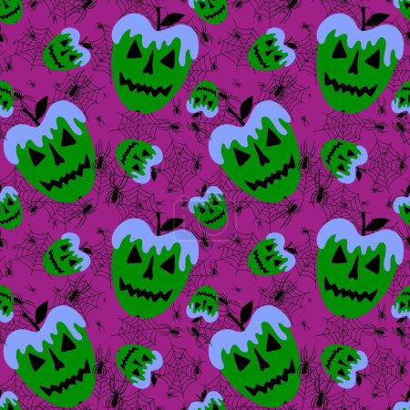 Photo for Halloween fruit seamless apples pattern for wrapping paper and fabrics and linens and kids clothes print and festive accessories and autumn packaging. High quality illustration - Royalty Free Image