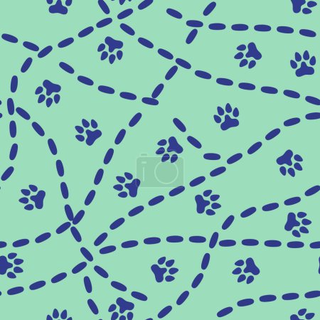 Cartoon animals footprints seamless cat and dogs pattern for wrapping paper and fabrics and linens and kids clothes print and zoo packaging and summer accessories. High quality illustration