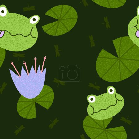 Photo for Cartoon animals seamless frogs pattern for wrapping paper and fabrics and linens and kids clothes print and festive packaging and party accessories. High quality illustration - Royalty Free Image