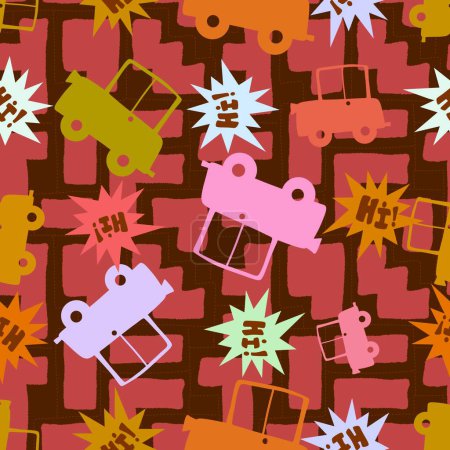 Cartoon toys seamless cars pattern for wrapping paper and fabrics and linens and kids clothes print and festive packaging and party accessories. High quality illustration