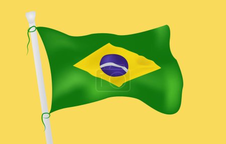 Illustration for The flying flag of Brazil. World champion football team, Brasil. The national flag of Brazil country. The official brazilian flag. - Royalty Free Image