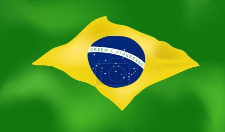 Illustration for The waving flag of Brazil. Vector illustration of brazilian flag. The official and national flying flag of brasil country. - Royalty Free Image