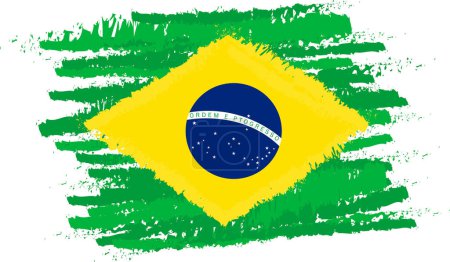 Photo for Brazil flag. Brush illustration of brazilian flag. The national flag of Brasil country. - Royalty Free Image