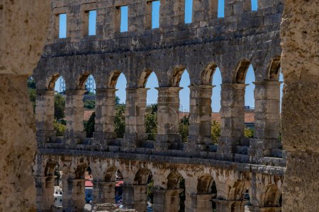 Photo for Amphitheater in Pula tourist attractions gladiatorial arena in Croatia - Royalty Free Image