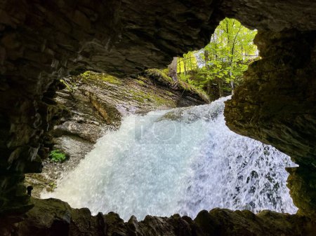 Close up of Thurfaelle, Thur waterfalls, in Toggenburg. St. Gallen, Switzerland. High quality photo