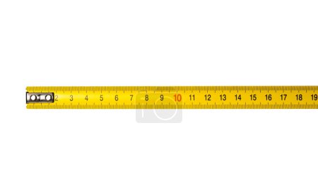 Photo for Yellow black measuring tape isolated on white background. Tape measure isolated on white background. Construction tool. - Royalty Free Image