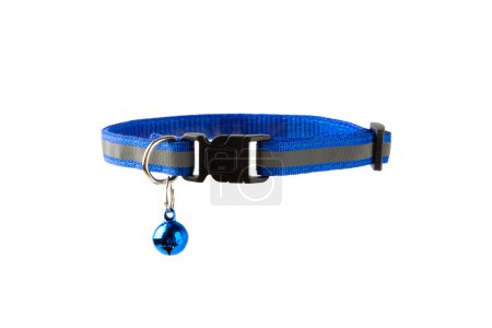 Photo for Pet supplies. Collar for a cat or dog with a bell isolated on a white background. Bright colored collar. Accessories for pets. - Royalty Free Image
