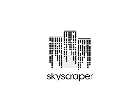 Plantilla de diseño de logotipo Cityscape para identidad empresarial. Ciudad skyline vector ilustración. Pixel diseño de arte.