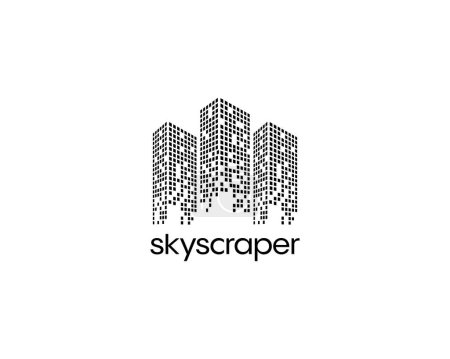 Plantilla de diseño de logotipo Cityscape para identidad empresarial. Ciudad skyline vector ilustración. Pixel diseño de arte.