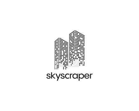 Illustration for Cityscape logo design template for business identity. City skyline vector illustration. Pixel art design. - Royalty Free Image
