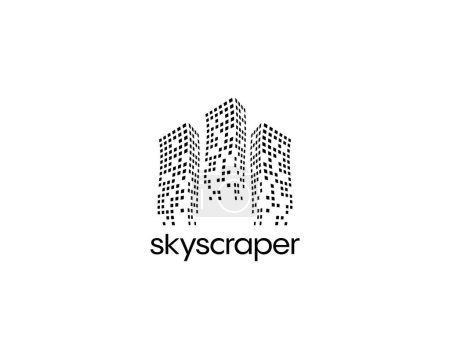 Illustration for Building logo. City skyline vector illustration. Pixel art design. - Royalty Free Image