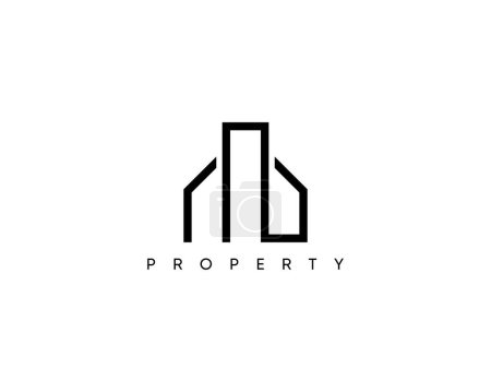 Abstraktes Gebäude-Logo-Designkonzept für Immobilien, Apartmentkomplexe, Immobilien, Residenzen, Wolkenkratzer und Stadtbild. Vektor geometrische Struktur Stadt Symbol.