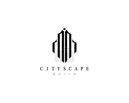 Illustration for Modern cityscape logo design concept. Design for building, real estate, apartment, architecture, construction, structure, planning, skyscraper and city landscape. - Royalty Free Image