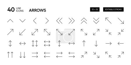 Arrows icon collection. Outline editable stroke interface arrow vector icons.