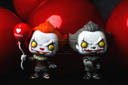 Photo for Funko POP vinyl figures of Pennywise with balloons from the movie It. Illustrative editorial of Funko Pop action figure - Royalty Free Image