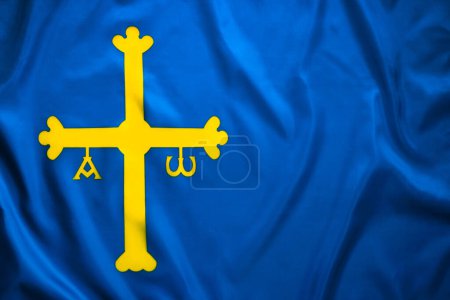 Flag of the Principality of Asturias with copy space for text. Spanish region