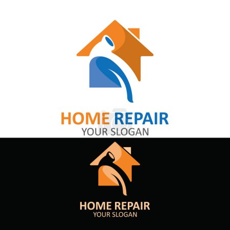 Ilustración de Home reparación logo diseño vector con plantilla de servicio handyman - Imagen libre de derechos