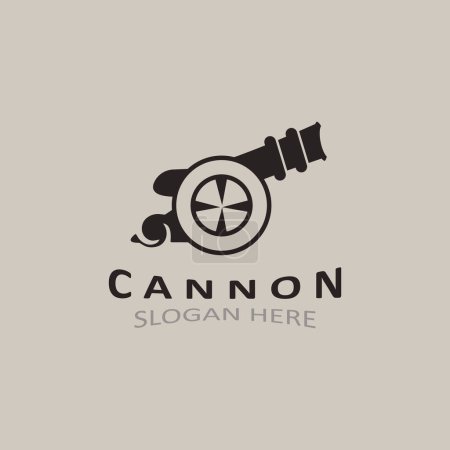 Illustration for Cannon Artilery logo vintage image design. cannonball military logo concept - Royalty Free Image