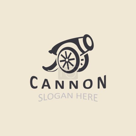 Illustration for Cannon Artilery logo vintage image design. cannonball military logo concept - Royalty Free Image