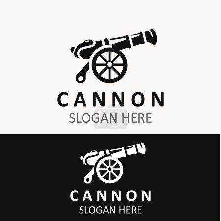 Ilustración de Cannon Artilery logo vintage image design. concepto de logo militar cannonball - Imagen libre de derechos