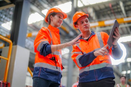 Téléchargez les photos : Ingénieur spécialiste et technicien maintenance ferroviaire inspecter le chantier de construction. - en image libre de droit