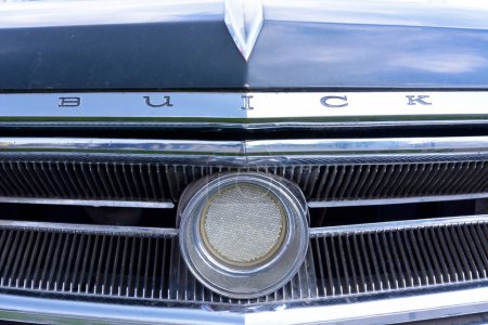 Photo for Vintage car Buick emblem on a hood. Festival OLD CAR Land. May 12, 2019. KIev, Ukraine - Royalty Free Image