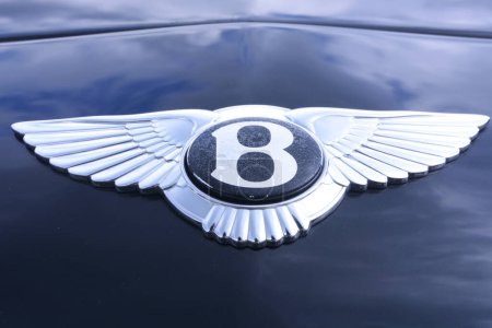 Photo for Vintage car Bentley emblem on a hood. Festival OLD CAR Land. May 12, 2019. KIev, Ukraine - Royalty Free Image