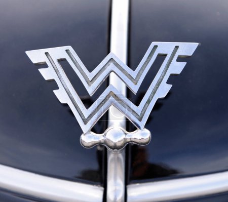 Photo for Rare vintage car Wonder Woman emblem. Festival OLD CAR Land. May 12, 2019. KIev, Ukraine - Royalty Free Image