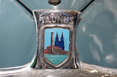 Photo for Rare Vintage car Ford Taunus emblem. Festival OLD CAR Land. May 12, 2019. KIev, Ukraine - Royalty Free Image