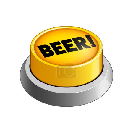 Photo for Yellow Beer button on white background raster illustration. Concept illustration. Hand drawn color raster illustration. - Royalty Free Image