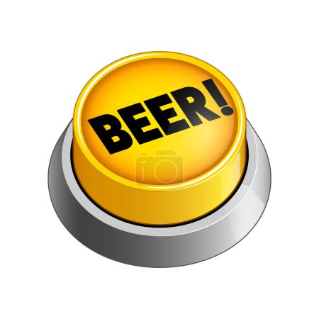 Photo for Yellow Beer button on white background raster illustration. Concept illustration. Hand drawn color raster illustration. - Royalty Free Image