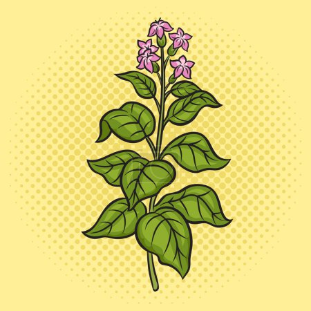 Illustration for Nicotiana tobacco plant pinup pop art retro vector illustration. Comic book style imitation. - Royalty Free Image