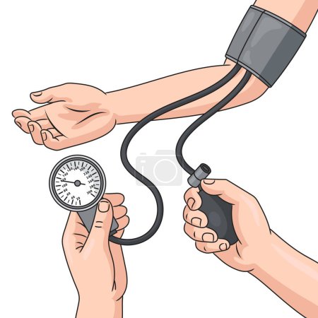 Measurement of human pressure diagram schematic vector illustration. Medical science educational illustration