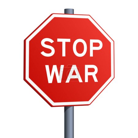 Ilustración de Señal roja de Stop War aislada sobre fondo blanco. Arte pop estilo dibujado a mano vector de color ilustración. - Imagen libre de derechos
