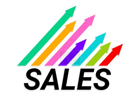 Flèches colorées vers le haut montre l'augmentation des ventes. Illustration vectorielle conceptuelle