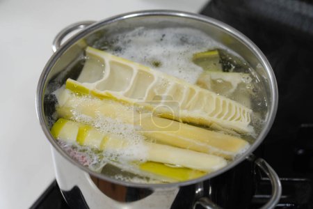 Photo for How to remove the pores from Madake bamboo shoots - Royalty Free Image