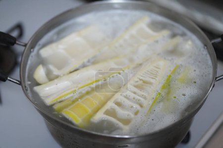 Photo for How to remove the pores from Madake bamboo shoots - Royalty Free Image