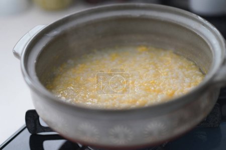 Photo for How to make egg porridge - Royalty Free Image