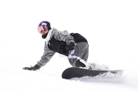 Foto de Snowboarder femenino usando una cámara de acción - Imagen libre de derechos