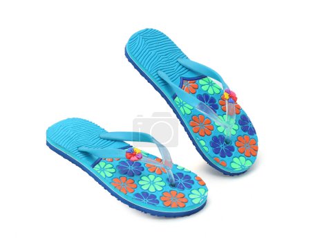 Photo for Floral design womens eva flip-flop isolated - Royalty Free Image